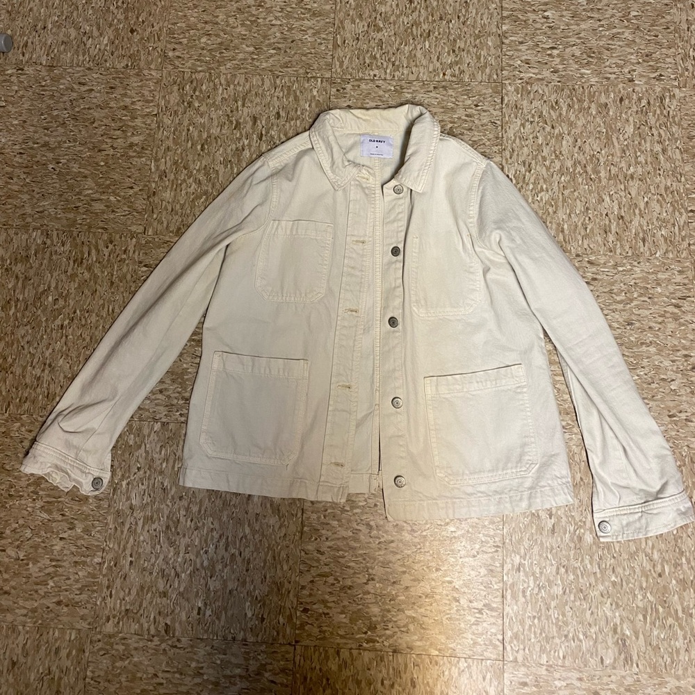 Women’s Cream Denim Chore Coat - Size Medium
